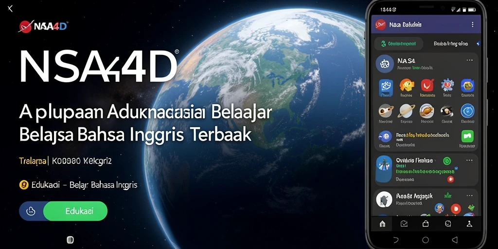 Antarmuka pengguna NASA4D yang menarik dan interaktif untuk belajar Bahasa Inggris.