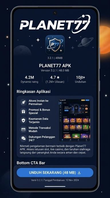 Tampilan halaman APK planet77