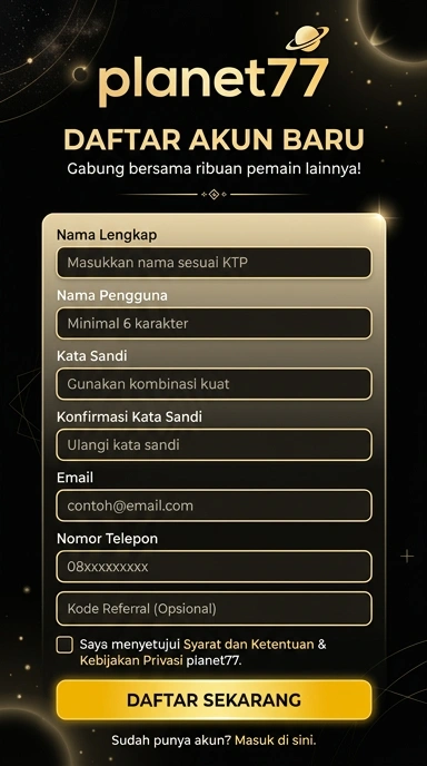 Tampilan halaman daftar planet77