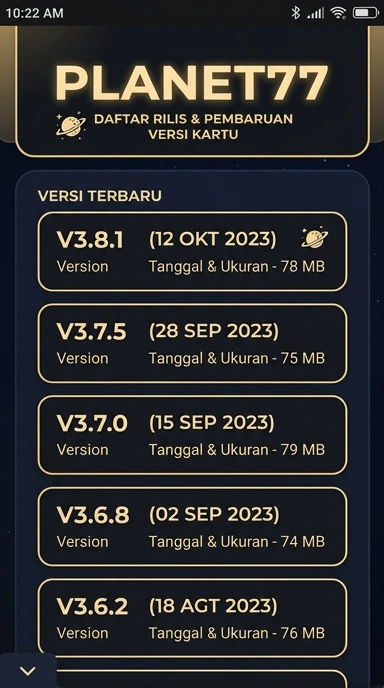 Tampilan riwayat versi planet77